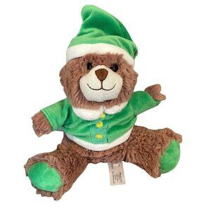 Animal Adventure Bear Plush Elf Green Santa Hat Toy Animal Christmas Holiday